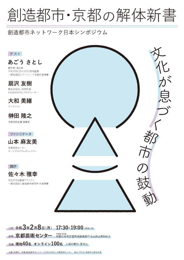 創造都市ネットワーク日本シンポジウム『創造都市・京都の解体新書～文化が息づく都市の鼓動～』